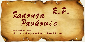 Radonja Pavković vizit kartica